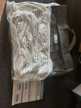 Gray Striped Bath Pillow - Soft Support for Baby